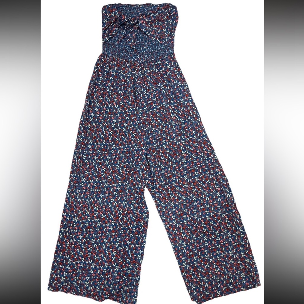 Patrons of Peace Floral Boho Cottagecore Spring Strapless Wide-Leg Jumpsuit